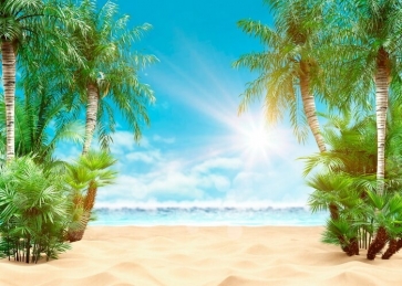 Summer Sunshine Tropical Summer Palm Tree Ocean Beach Backdrop