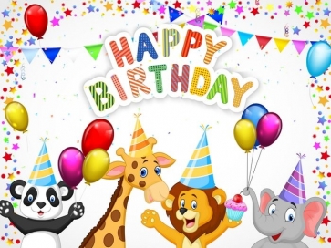 Cartoon Safari Backdrop Children Happy Birthday Party Photography Background