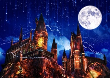 Lightning Moon Old Castle Halloween Backdrop Stage Party Photography Background