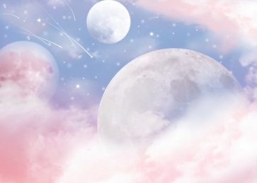Pink Cloud Moon Starry Sky Backdrop Photography Background