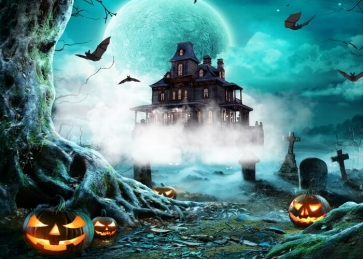 Pumpkin Castle Halloween Backdrop Stage Party Photography Background
