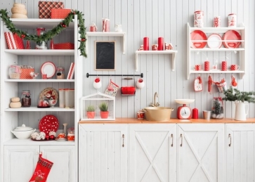 White Wall Fake Kitchen Backdrop Christmas Photography Background