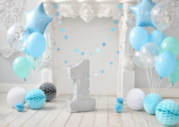 Balloon Theme Baby First 1st Happy Birthday Backdrop Cake Smash Decoration Background