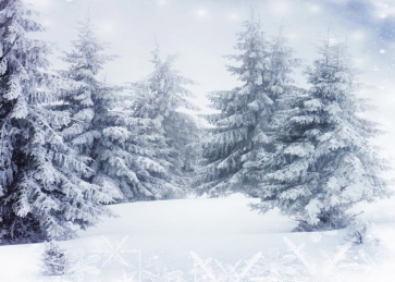 Winter Snow Covered Woods White Christmas Backdrop For Stage