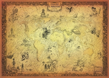 Pirate Treasure Map Backdrop Birthday Party Background Banner Poster