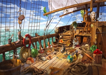 Pirate Ship Deck  Backdrop Halloween Stage Party Background