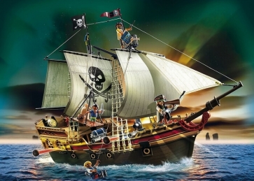 Cartoon Pirate Ship Backdrop Kids Birthday Party Background Banner Poster