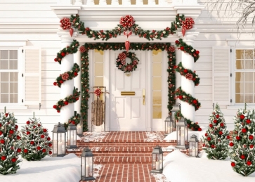Luxury Villa Garden Christmas Tree Background Christmas Backdrops For Stage