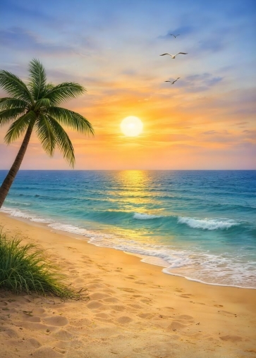 Beautiful sunset tropical beach Backdrop Studio Stage Photography Background