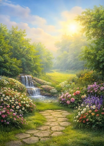 Beautiful Floral Garden Backdrop Studio Stage Photography Background