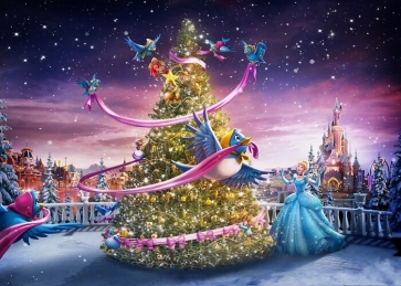 Fairy Tale World Christmas Tree Backdrop Stage Studio Party Background