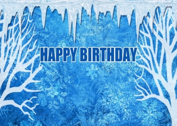 Personalise Blue Snow Ice Background Happy Birthday Party Backdrop