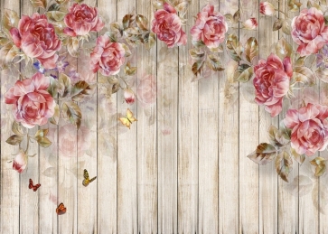 Personalized Wood Bridal Shower Backdrop With Flowers Wedding Background