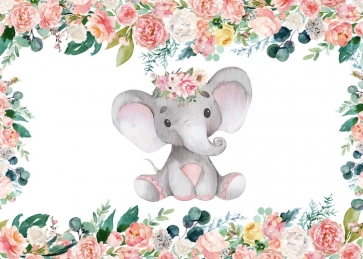 Elephant Baby Shower Birthday Party Backdrop Photography Background Prop