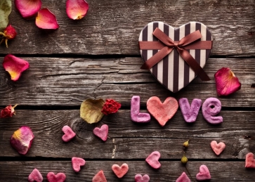 Valentine's Day Backdrop Lovely Sweetheart Love Wood Background