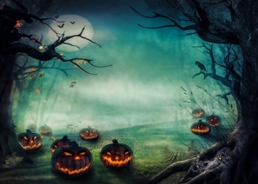 Horrible Forest Pumpkin Backdrop Halloween Party Photography Background