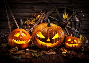 Scary Pumpkin Wooden Wall Background Halloween Party Backdrop