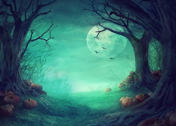 Scary Forest Pumpkin Halloween Party Backdrop Stage Background