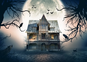 Scary Wooden Castle Halloween Backdrop Party Stage Background