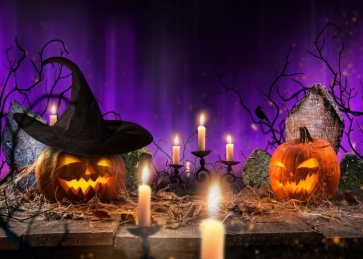 Wooden Floor Pumpkin Halloween Backdrop Party Stage Background