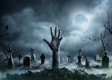 Scary Cemetery Halloween Backdrop Party Stage Background