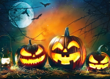 Horrible Pumpkin Lantern Halloween Party Photography Backdrop