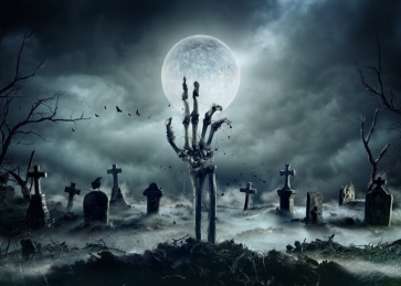 Night Under The Moon Scary Cemetery Halloween Backdrop Party Stage Background