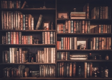 Retro Library Bookcase Bookshelf Backdrop Wallpaper Studio Photography Background