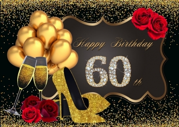 Golden Balloon Photography Background 60th Birthday Party Backdrop