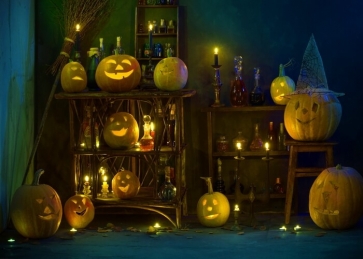 Halloween Party Pumpkin Theme Backdrop Stage Photography Background