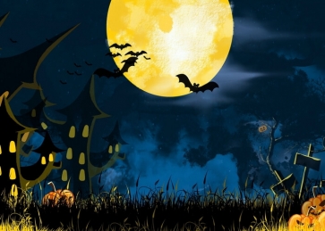 Cute Cartoon Moon Theme Halloween Backdrop Party Stage Photography Background