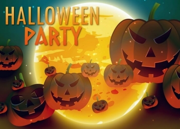 Cute Cartoon Moon Pumpkin Theme Halloween Party Backdrop