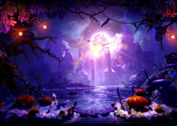 Purple Magic Castle Halloween Backdrop Party Stage Photography Background