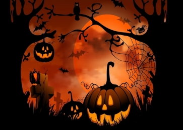 Cartoon Forest Pumpkin Theme Halloween Party Backdrop
