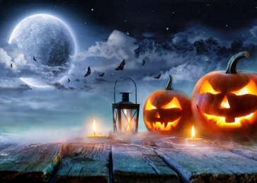 Moon Bat Pumpkin Theme Halloween Party Backdrop Stage Photography Background