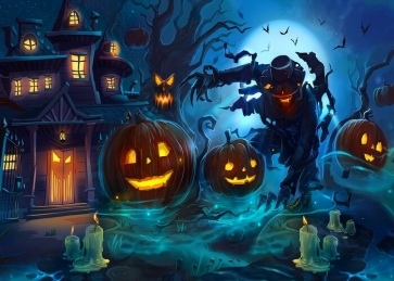 Scary Forest Pumpkin Halloween Party Backdrop