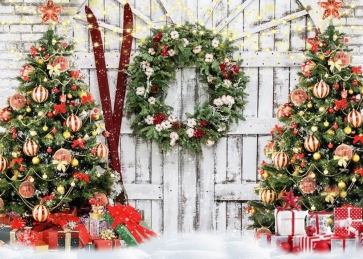 Fairy Lights Wreath Christmas Tree Backdrop Stage Studio Party Background