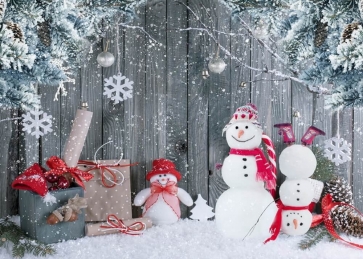 Snowman Wooden Wall Christmas Backdrop Stage Studio Party Background