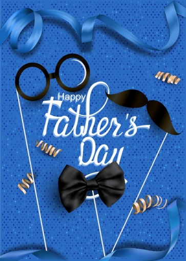 Personalized Tie Glasses Blue Background Happy Father's Day Backdrop