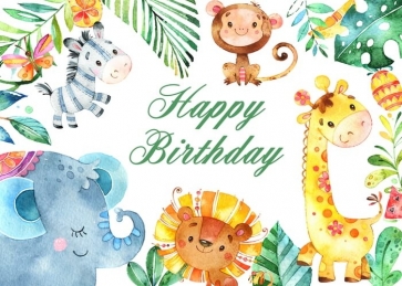 Cartoon Safari Children Birthday Backdrop Party Photography Background