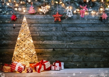 Wooden Wall Christmas Tree Backdrop Party Studio Photography Background