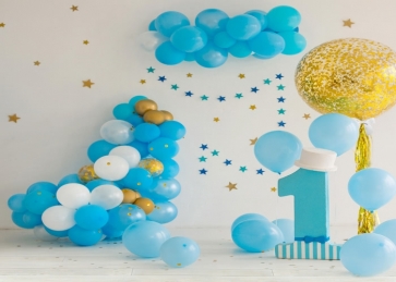 Simple Balloon Theme Baby Boy First 1st Happy Birthday Backdrop Cake Smash Decoration Prop Photography Background