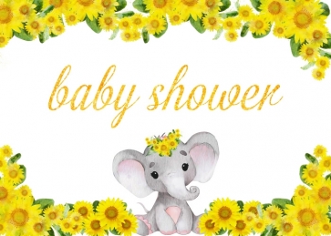 Elephant And Sunflower Baby Shower Backdrop Studio Photography Background Decoration Prop