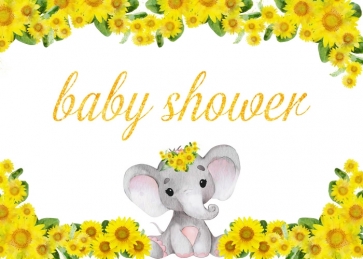 Elephant And Sunflower Baby Shower Backdrop Studio Photography Background Decoration Prop