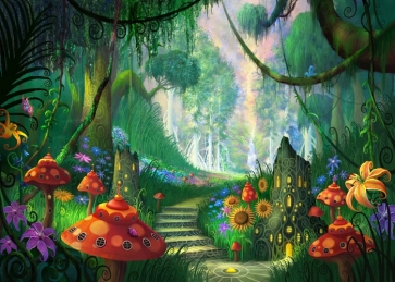 Fairy Tale World Mushroom Enchanted Forest Wonderland Backdrop Party Stage Studio Photography Background