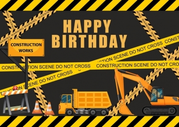 Builder Dump Trucks Construction Work Theme Boy Happy Birthday Party Backdrop Photography Background Decoration Prop