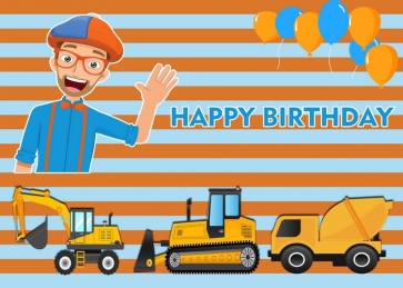 Digger Excavator Dump Trucks Theme Kids Boy Happy Birthday Party Backdrop Photography Background Decoration Prop