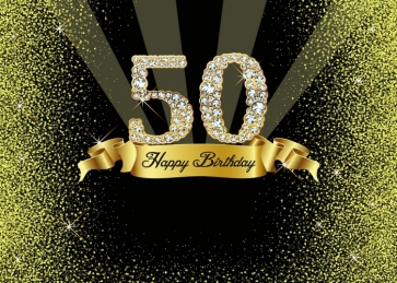 Shining Diamond Women 50th Happy Birthday Backdrop Photography Background Decoration Prop