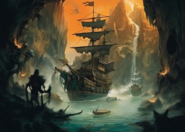 Fear Ghost Pirate Ship Backdrop Party Background Banner Poster