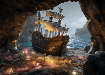  Pirate Ship Backdrop Party Background Banner Poster